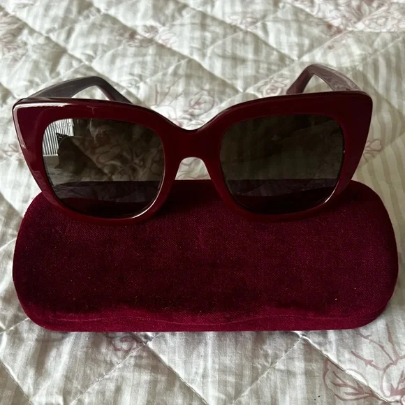 Gucci | Accessories | Gucci Burgundy Sunglasses In Rosso  display picture 1